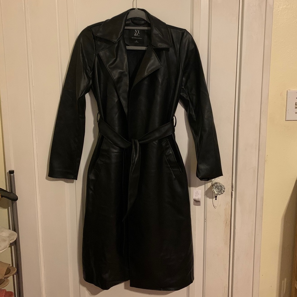 Leather trench coat